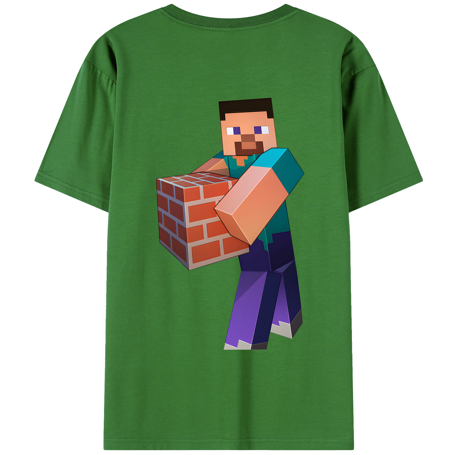 （画像用） マインクラフト ブロックの世界 Minecraft MC Block world レディース半袖Tシャツ(バックプリント)